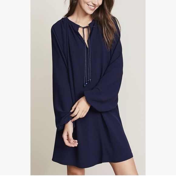 Dresses & Skirts - Elizabeth and James Women Solid oversize  Tunic Navy tassel Dress size small EUC